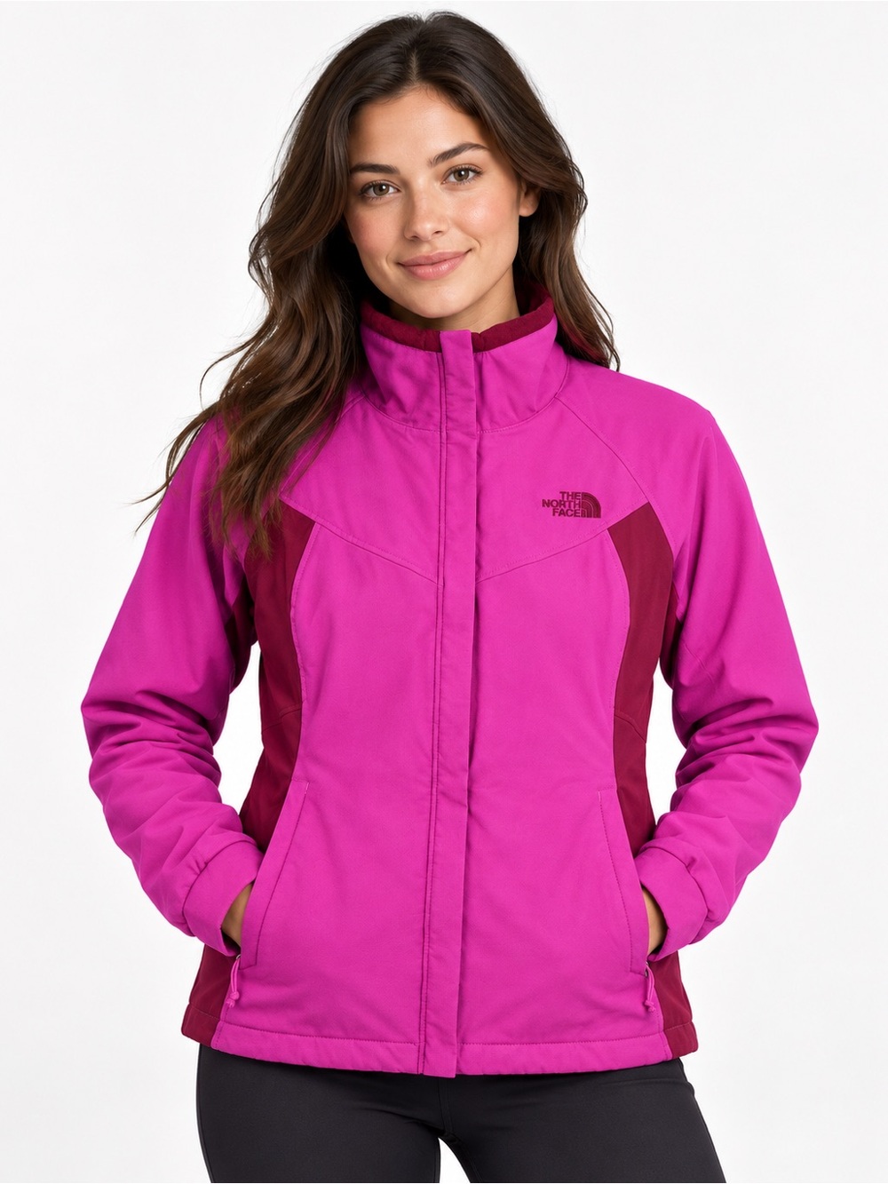 The North Face Women’s WindWall Fleece-Lined Softshell Magenta Jacket Size L